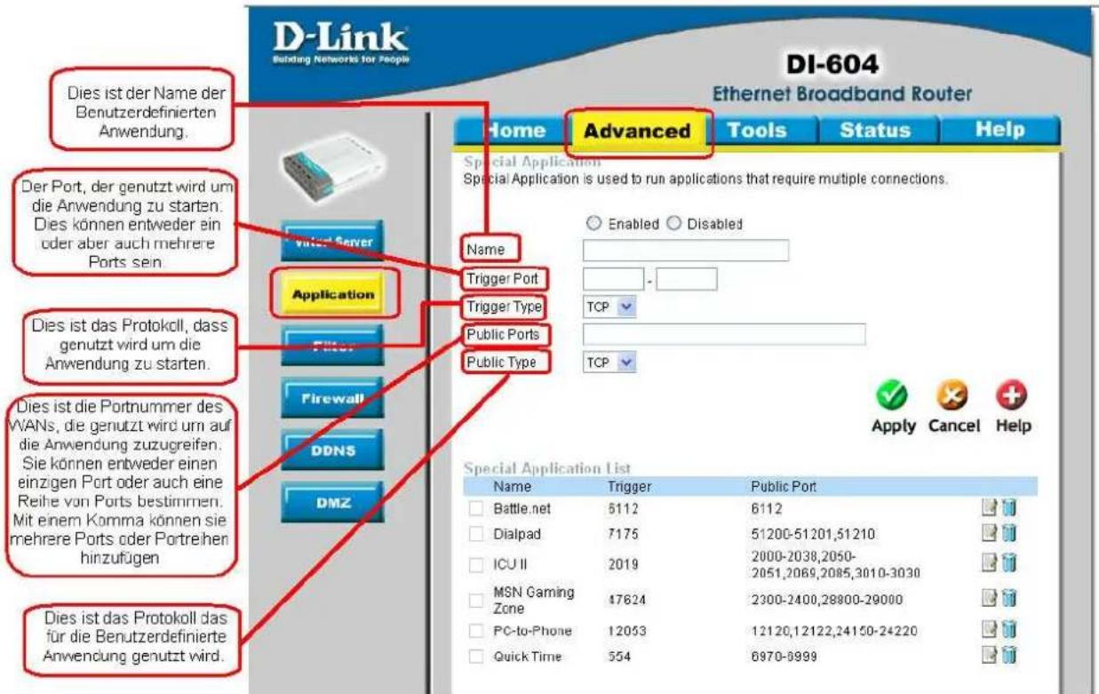 D-LINK DI-604 - ADVANCED > APPLICATION - 1