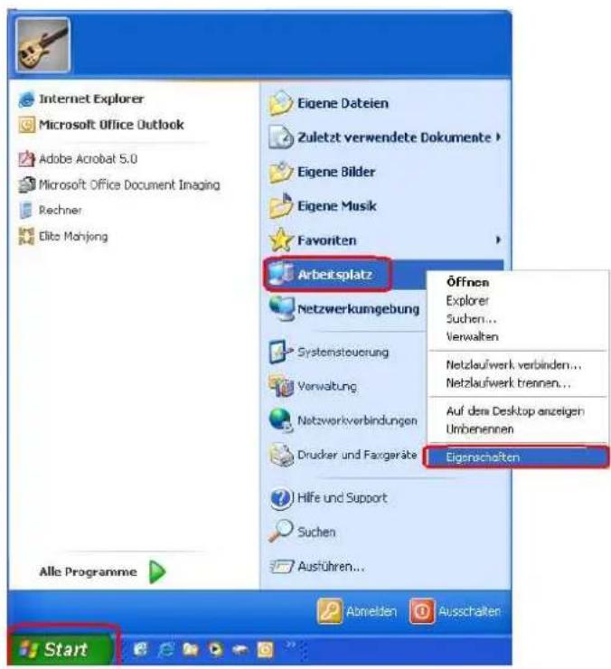 Internet Explorer Microsoft Office Outlook Adobe Acrobat 5.0 Microsoft Office Document Imaging Rechner Elite Mahjong Eigene Dateien Zuletzt verwendete Dokumente > Eigene Bilder Eigene Musik Favoriten Arbeitsplatz Netzwerkumgebung Systemsteuerung Verwaltung Netzwerkverbindungen Drucker und Faxgeräte Hilfe und Support Suchen Ausführen... Öffnen Explorer Suchen... Verwalten Netzlauwerk verbinden... Netzlauwerk trennen... Auf dem Desktop anzeigen Umbenennen Eigenchaften Alle Programme Abmelden Ausschalten Start