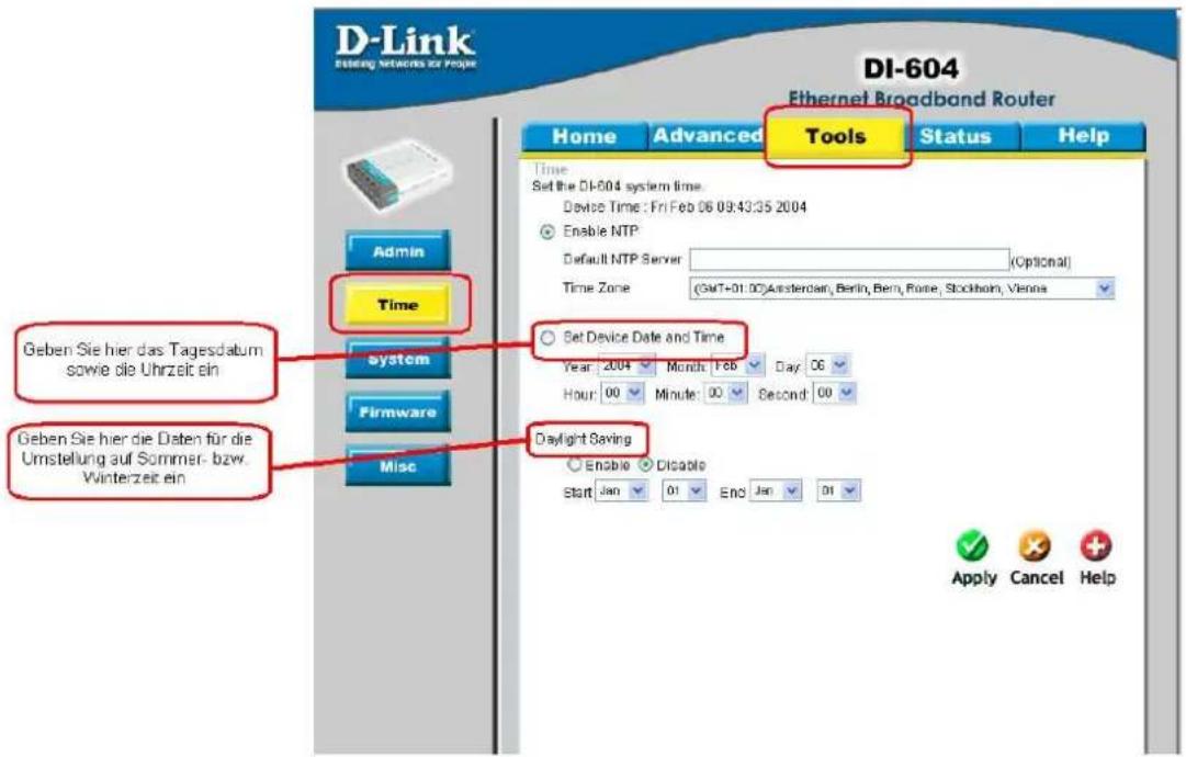 D-LINK DI-604 - TOOLS > TIME - 1