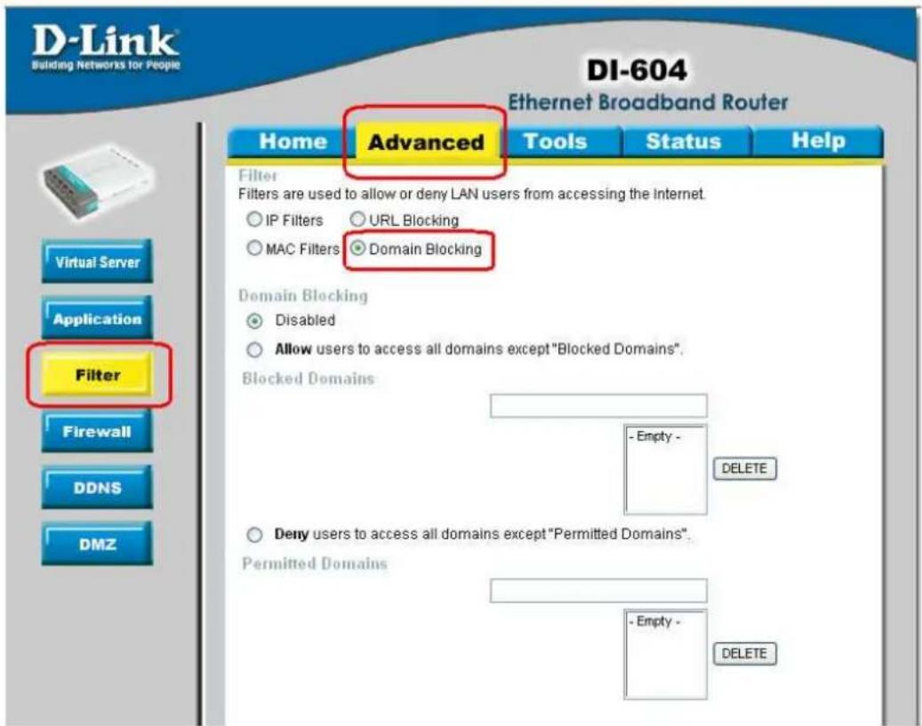 D-LINK DI-604 - ADVANCED > FILTER > MAC FILTERS - 3