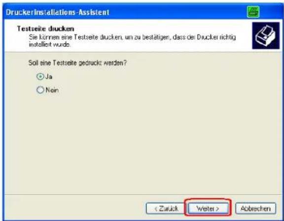 DruckerInstallations-Assistent Testseite drucken Sie können eine Testseite drucken, um zu bestätigen, dass der Drucker richtig installiert wurde. Soil eine Testseite gedruckt werden? Ja Noin Abbrechen