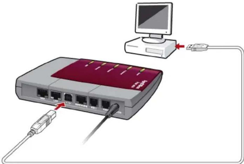 AVM FRITZ!Box Fon ata - Anschluss des USB-Kabels - 1