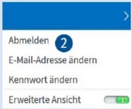 Abmelden 2 E-Mail-Adresse ändern Kennwort ändern Erweiterte Ansicht