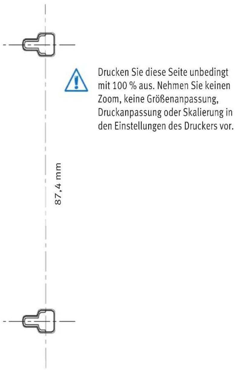 Drucken Sie diese Seite unbedingt mit 100 % aus. Nehmen Sie keinen Zoom, keine Größenanpassung, Druckanpassung oder Skalierung in den Einstellungen des Druckers vor. 87,4 mm