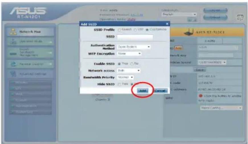 ASUS RT-N12C1 ADD APPS Expression Version 1.4.1.1 Operation Number: 0000 ADD SSID SSID Profile Guest VIP Customize SSID Authentication Method Open System WEP Encryptions None Enable SSID Yes No Network access Buy Bandwidth Priority Normal Hide SSID Task Cancel Add Cancel ADD SSID ADD RSSI RSSI RSSI RSSI RSSI RSSI RSSI RSSI RSSI RSSI RSSI RSSI RSSI RSSI RSSI RSSI RSSI RSSI RSSI RSSI RSSI RSSI RSSI RSSI RSSI RSSI RSSI RSSI RSSI RSSI RSSI RSSI RSSI RSSI