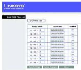 LINKSYS® A Million of User Systems, Inc. Static DHCP Client List DHCP Client Types Average User P To Use MAC Installed 162 160.0 1.0 99.00.00 00.00.00 162 160.0 1.0 99.00.00 00.00.00 162 160.0 1.0 99.00.00 00.00.00 162 160.0 1.0 99.00.00 00.00.00 163 160.0 1.0 99.00.00 00.00.00 163 160.0 1.0 99.00.00 00.00.00 163 160.0 1.0 99.00.00 00.05.05 163 160.0 1.0 99.00.00 00.00.00 Add Settings Shared Categories Delete
