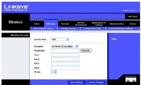 LINKSYS Wireless-G WRT54GR - Registerkarte „Wireless“ – „Wireless Security“ (Wireless-Sicherheit) - 2