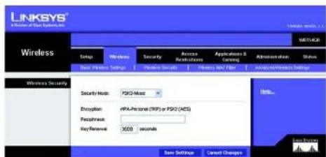 LINKSYS Wireless-G WRT54GR - Registerkarte „Wireless“ – „Wireless Security“ (Wireless-Sicherheit) - 5