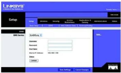LINKSYS Wireless-G WRT54GR - Registerkarte „Setup“ (Einrichtung) – „DDNS“ - 1
