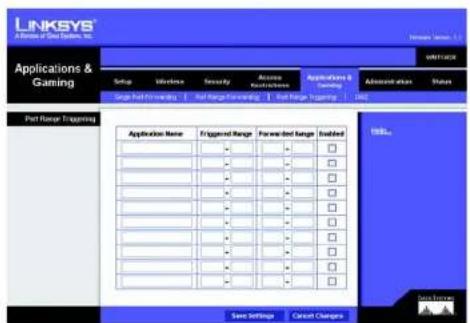 LINKSYS Wireless-G WRT54GR - Registerkarte „Applications & Gaming“ (Anwendungen & Spiele) – „DMZ“ - 1