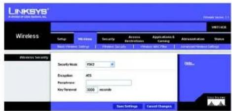 LINKSYS Wireless-G WRT54GR - Registerkarte „Wireless“ – „Wireless Security“ (Wireless-Sicherheit) - 4