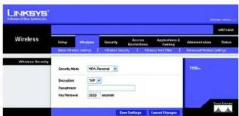 LINKSYS Wireless-G WRT54GR - Registerkarte „Wireless“ – „Wireless Security“ (Wireless-Sicherheit) - 3