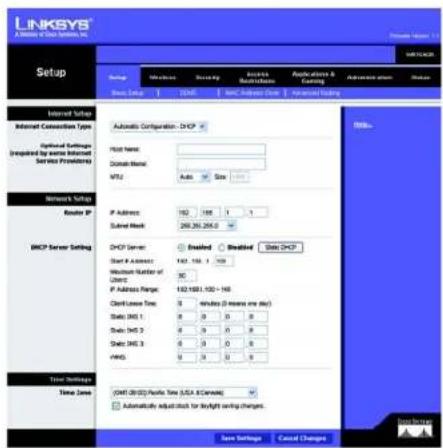 LINKSYS Wireless-G WRT54GR - „Internet Setup“ (Internet-Einrichtung) - 1