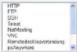 HTTP FTP SSH Telnet NetMeeting VNC Remotedesktopverbindung pcAnywhere