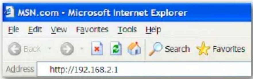 MSN.com - Microsoft Internet Explorer File Edit View Favorites Tools Help Back Search Favorites Address http://192.168.2.1