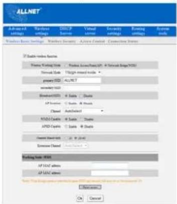 Allnet ALL02300N - Network Bridge (WDS) Settings - 1