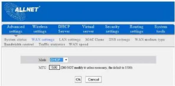 Allnet ALL02300N - Dynamic IP (Via DHCP) - 1