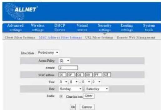 Allnet ALL02300N - MAC Address Filter - 2