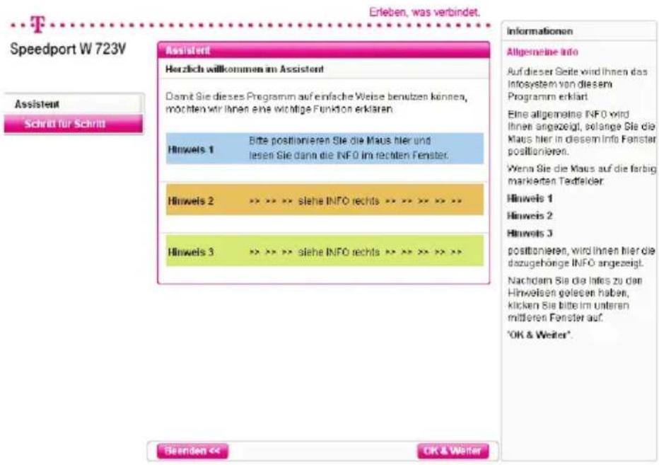 T-Mobile Speedport W 723V - Konfiguration mit dem Assistenten. - 1