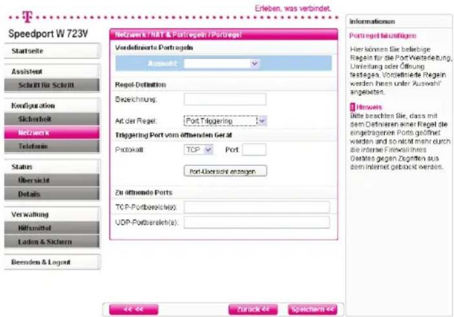 T-Mobile Speedport W 723V - Port Triggering (Port-Öffnung (dynamisch)) - 3