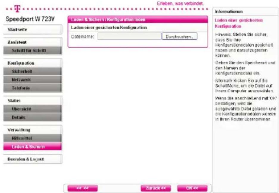T-Mobile Speedport W 723V - Laden der Konfigurationsdaten - 1