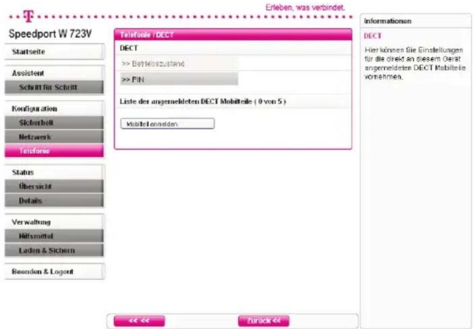 T-Mobile Speedport W 723V - Anmelden eines DECT-Mobilteils über den Konfigurator - 1