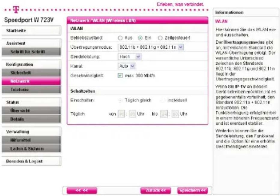 T-Mobile Speedport W 723V - WLAN (Wireless LAN) - Konfiguration für das kabellose Netzwerk - 1