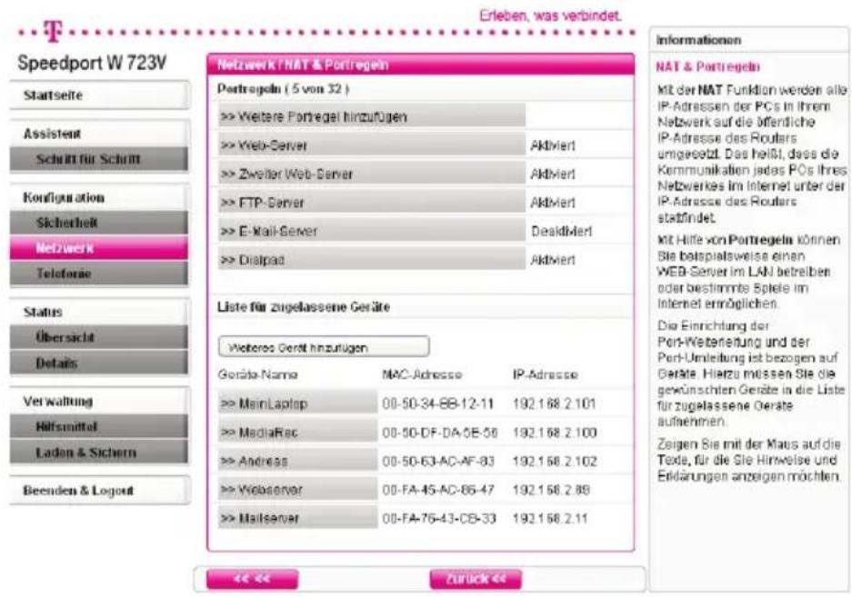T-Mobile Speedport W 723V - Port-Umleitung - 1