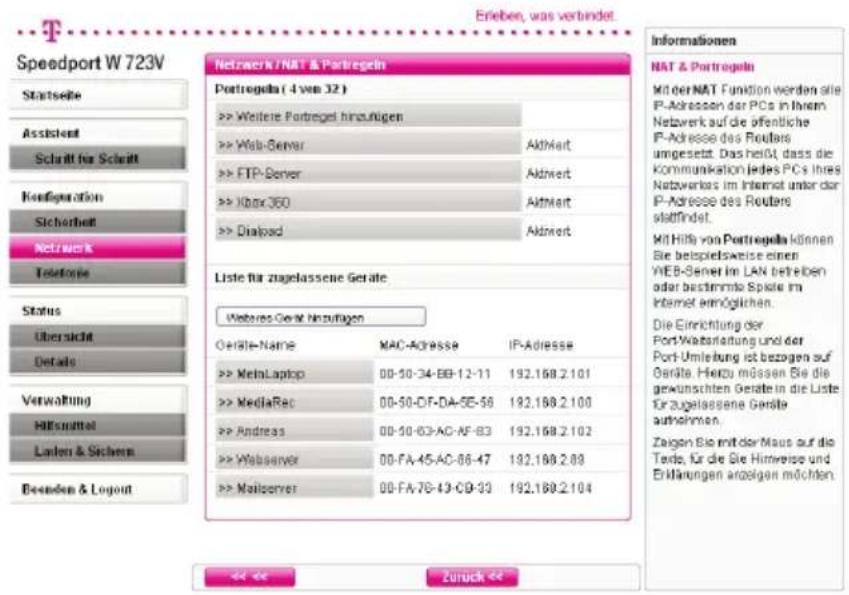 T-Mobile Speedport W 723V - IP- und MAC-Adressen im Netzwerk ermitteln - 1