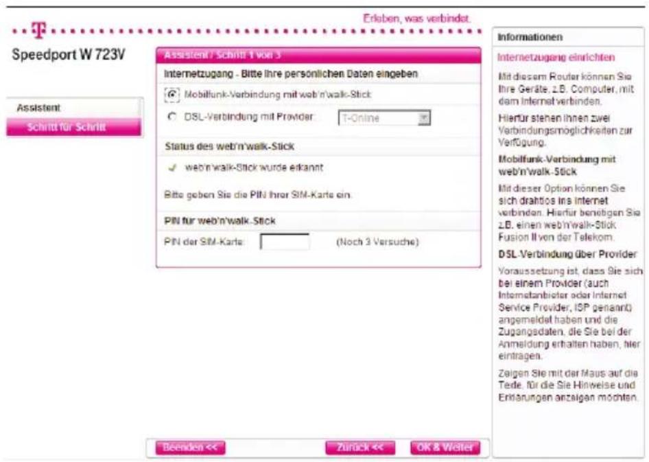 T-Mobile Speedport W 723V - Internetzugang über eine UMTS-/GSM-Verbindung einrichten - 1