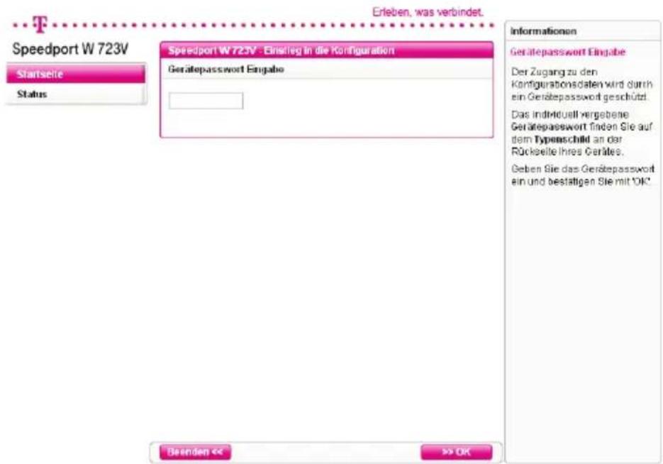 T-Mobile Speedport W 723V - Konfiguration starten - 1