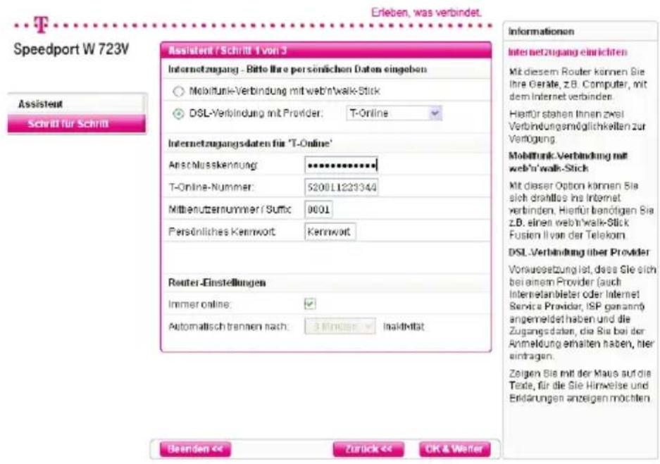T-Mobile Speedport W 723V - Internetzugang über eine DSL-Verbindung einrichten - 1