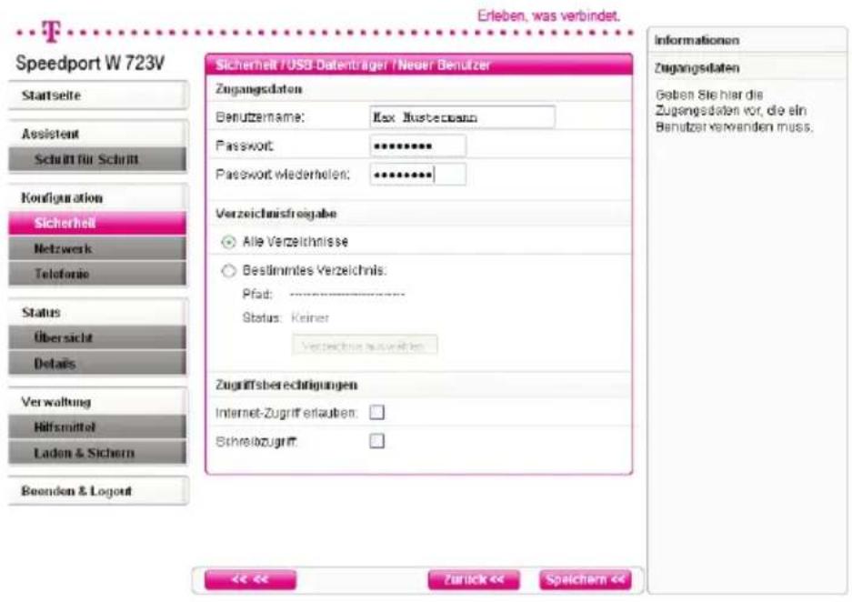 T-Mobile Speedport W 723V - Benutzerverwaltung für USB-Datenträger - 2