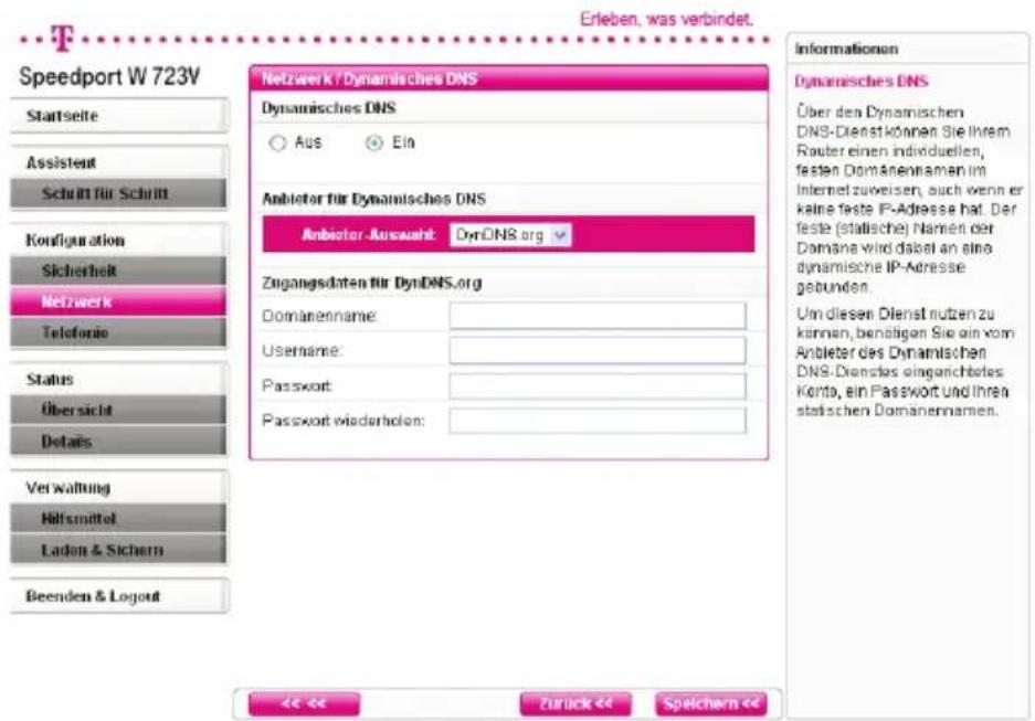 T-Mobile Speedport W 723V - Dynamisches DNS - Domänennamen bei dynamischer IP-Adresse zuordnen - 1