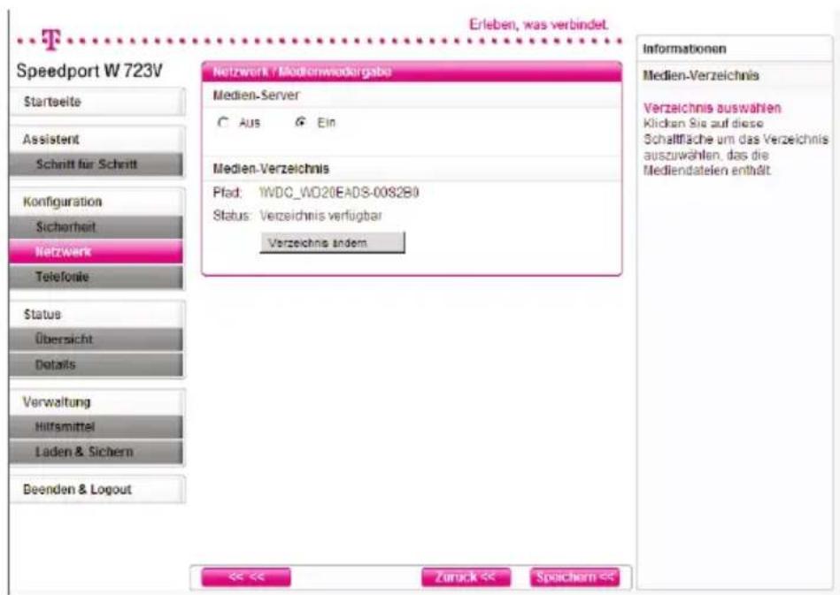 T-Mobile Speedport W 723V - Medienwiedergabe - 1