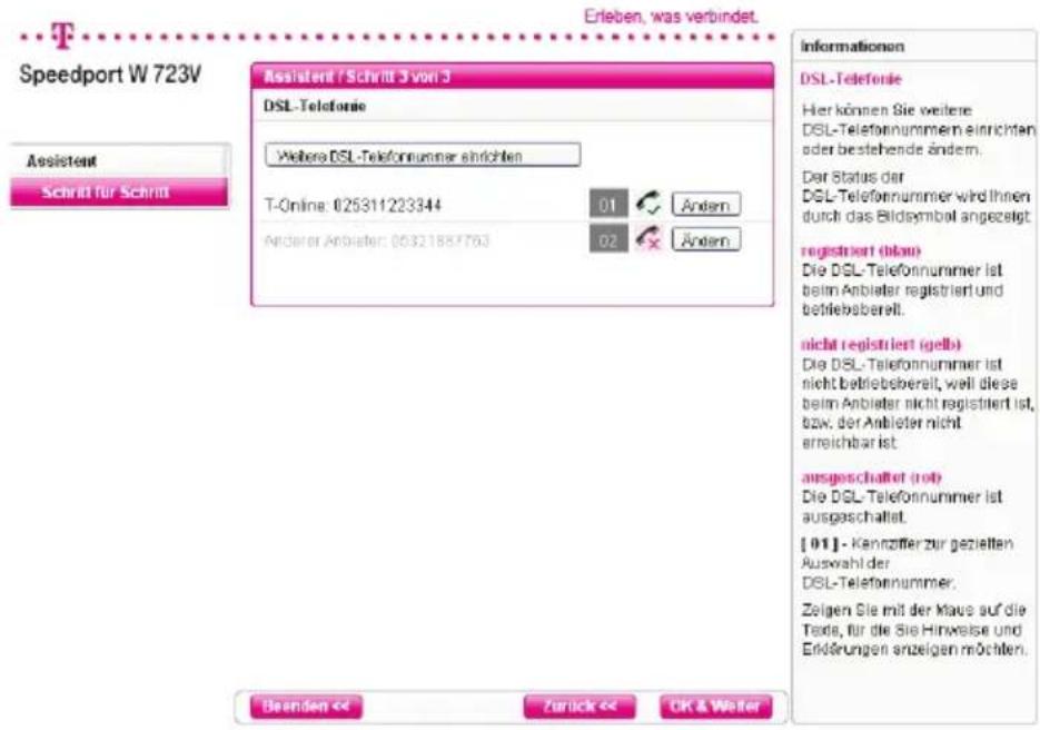 T-Mobile Speedport W 723V - Kundencenter: - 2
