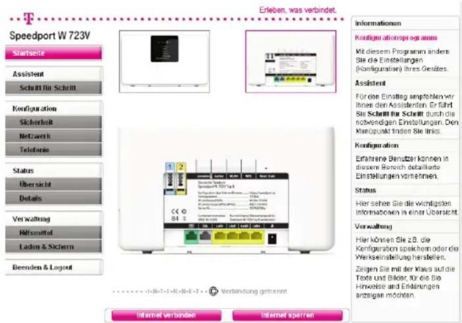T-Mobile Speedport W 723V - Konfiguration starten - 3