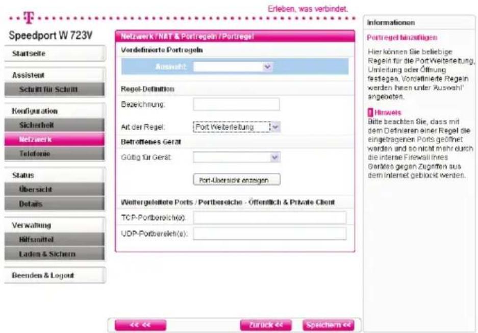 T-Mobile Speedport W 723V - Port-Weiterleitung - 2