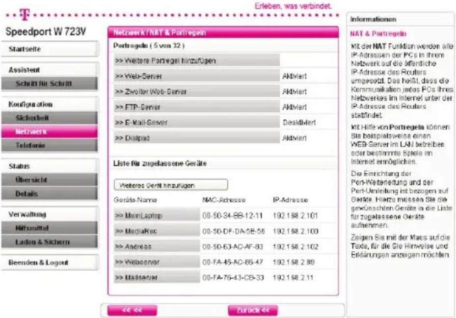 T-Mobile Speedport W 723V - Port Triggering (Port-Öffnung (dynamisch)) - 2