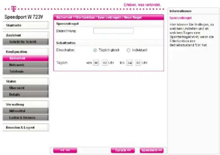 T-Mobile Speedport W 723V - Einstellungen der Filterfunktion - 1