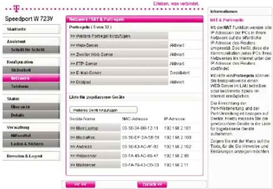 T-Mobile Speedport W 723V - Port-Weiterleitung - 1