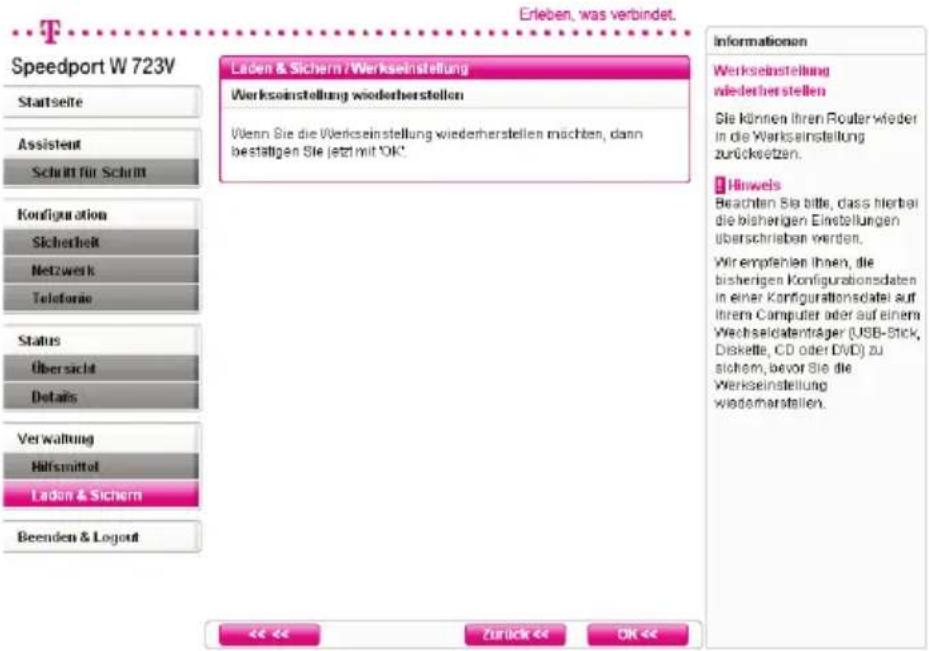 T-Mobile Speedport W 723V - Werkseinstellungen wiederherstellen - 1
