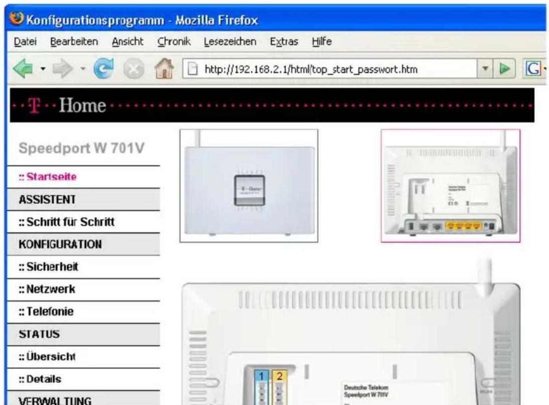 T-Mobile Speedport W 701V - Speedport W 701V mit dem Assistenten für Internetverbindungen und DSL Telefonie einrichten - 3