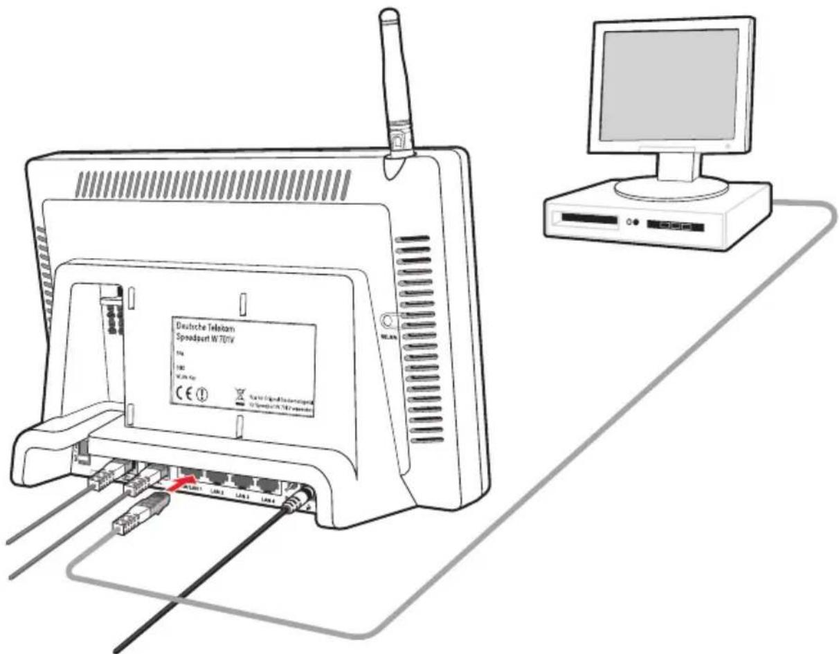 T-Mobile Speedport W 701V - Speedport W 701V am LAN-Anschluss des Computers anschließen - 1