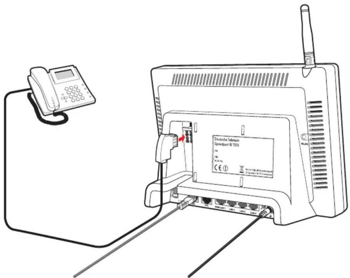 T-Mobile Speedport W 701V - Analoge Endgeräte am Speedport W 701V anschließen - 1