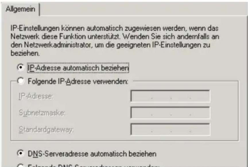 T-Mobile Speedport W 701V - IP-Adresse automatisch beziehen in Windows 2000 - 2