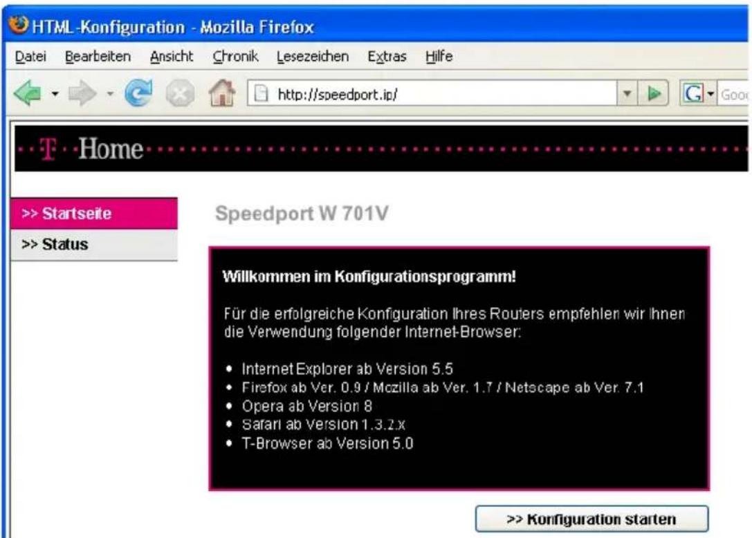 T-Mobile Speedport W 701V - Benutzeroberfläche des Speedports W 701V öffnen - 1