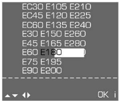 EC30 E105 E210 EC45 E120 E225 EC60 E135 E240 E30 E150 E260 E45 E165 E280 E60 E180 E75 E195 E90 E200 OK i