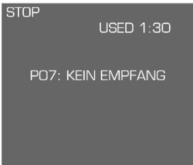 STOP USED 1:30 P07: KEIN EMPFANG