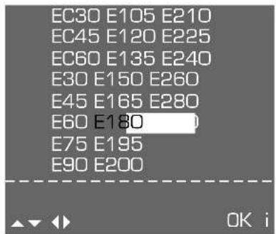 EC30 E105 E210 EC45 E120 E225 EC60 E135 E240 E30 E150 E260 E45 E165 E280 E60 E180 E75 E195 E90 E200 OK i